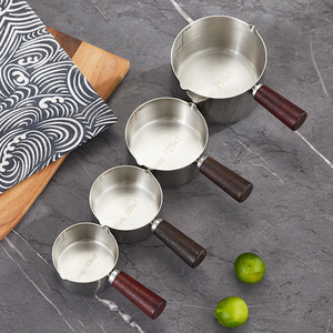 304 Stainless Steel Measuring Spoon with Wooden Handle Precision Steak Seasoning and Ketchup Cup Mini <strong>Dipping</strong> <strong>Pot</strong> - Product Image 5