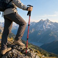 Bâton de marche pliable en alliage d'aluminium pour la randonnée et le trekking, avec poignée en plastique, anti-choc, capacité de 264 lb