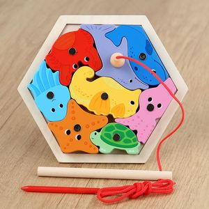 Juguete Montessori 3 en 1 de Madera: Tablero de Actividades, Rompecabezas de Pesca, Bloques y Formas, Juguete de Enhebrar con Certificación CE para Niños de 3 a 4 Años - Product Image 4