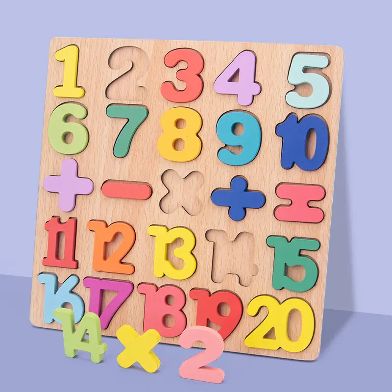 Children Toddler English Montessori Board Alphabet ABC Letter and Number Kids Educational Learning Toys Wooden Puzzle Board