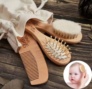<span class=keywords><strong>Cepillo</strong></span> de pelo infantil personalizado al por mayor, <span class=keywords><strong>cerdas</strong></span> de pelo de cabra suave, cuna, peine de madera, <span class=keywords><strong>cepillo</strong></span> de pelo natural para bebé y C - Product Image 1