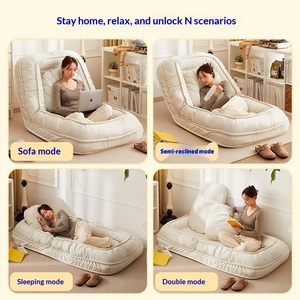 Canapé paresseux convertible en <span class=keywords><strong>lit</strong></span>, fauteuil inclinable Tatami simple, pliable, double usage, pour baie vitrée, avec cadre en acier inoxydable, pour chambre à coucher - Product Image 3