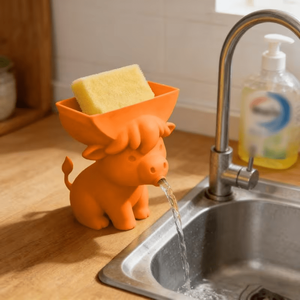 Porta Spugne da Cucina a Forma di Mucca Stampato in 3D – Organizzatore per Spugne Auto-Drenante da Lavello e Piano di Lavoro, Design a Mucca - Product Image 2