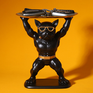 Ornements créatifs personnalisés pour la décoration de la maison moderne Figurine de chien en résine artisanale <span class=keywords><strong>Bouledogue</strong></span> <span class=keywords><strong>anglais</strong></span> musclé Statue Plateau décoratif de table Art - Product Image 4
