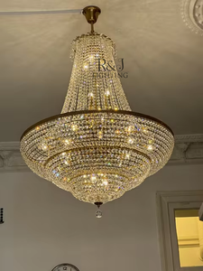 Or et argent intérieur <span class=keywords><strong>LED</strong></span> lumière décorative pendentif lustre luxe cristal laiton panier pour hôtel salon interrupteur contrôle - Product Image 5