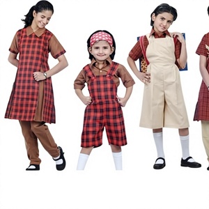 Uniforme escolar de primaria, conjunto de camisa y vestido a cuadros de algodón tejido para niños y niñas, ropa escolar infantil - Product Image 4