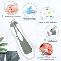 Coupe-ongles électrique pour bébé avec logo personnalisé, lime à ongles électrique douce pour bébé |   6 têtes de meulage silencieuses avec LED | Coupe-ongles pour bébé