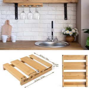 Estante de Bambú para Colgar Copas de Vino, Montado en la Pared, Universal, para Copas Altas, Almacenamiento Debajo del Gabinete, Duradero, para Fiestas - Product Image 3