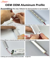 Bande LED personnalisée, série 6000, profil carré en aluminium extrudé 14 mm x 19 mm, découpe, poinçonnage, décorations industrielles