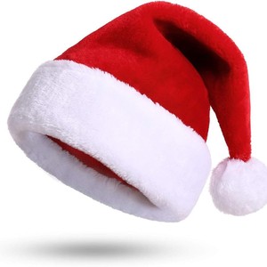 Noël Santa Hat Peluche Velours Xmas Cap LED Light up Party Costume Accessoire <span class=keywords><strong>pour</strong></span> Adultes Enfants Animaux En Gros Logo Personnalisé - Product Image 5