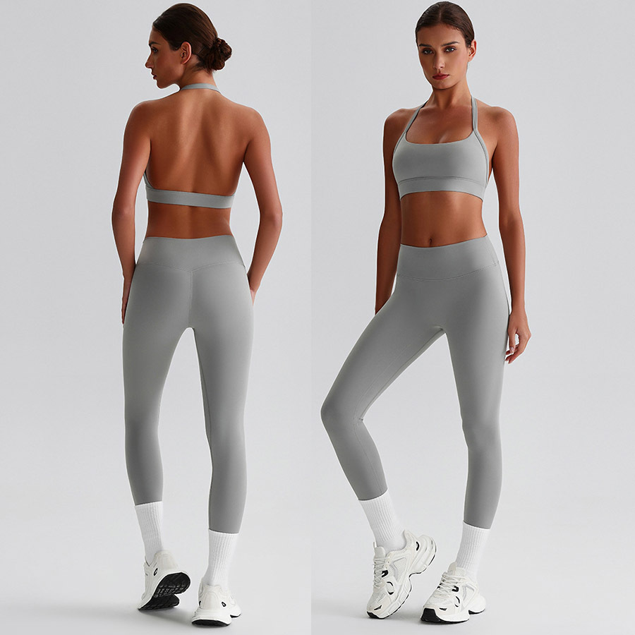 Women Two Piece Yoga Outfit Tight Fit Gym Set Breathable Sportswear Workout Clothes Activewear Running Tracksuit Fitness Apparel