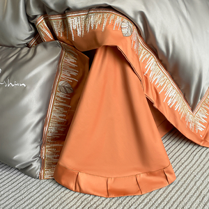 Selected Fashion Luxury Four-Piece <b>Bedding</b> <b>Set</b> 100 Cotton Duvet Cover Fitted Sheet All Season Breathable Solid Color - Product Image 5