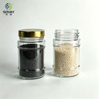 Pot en verre transparent cylindrique à double paroi de 330 ml avec col à vis pour miel, confiture, sauce chili, emballage alimentaire