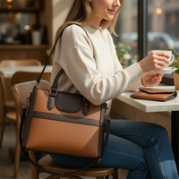 Sac à main à bandoulière pour femme avec logo personnalisé, ensemble 3 pièces en cuir PU, grande capacité, fermeture éclair, doublure en nylon, décoration à pompon