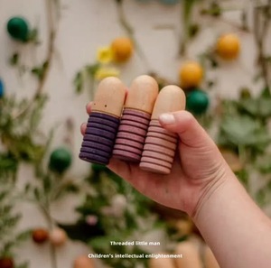 JET Montessori Figurines en bois arc-en-ciel Blocs d'empilage Jouets éducatifs pour enfants de 4 à 6 ans Emballage en boîte de couleur - Product Image 3