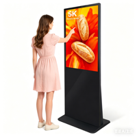Kiosque numérique vertical sur pied HAOWEI 70 pouces, écran LCD tactile infrarouge Android/Windows, CMS intégré, luminosité 500 cd/m²