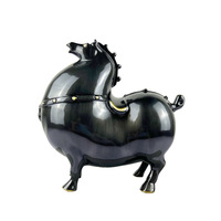 Prêt à expédier : Statue de cheval en laiton de luxe, sculpture de cheval ponce, cadeau d'affaires de succès, décoration moderne pour la maison et le bureau