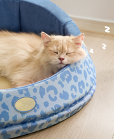 Cama Nido para Perros y Gatos de Ratán Envolvente 360°, Semicerrada Tipo Cueva, Lavable, Antideslizante, Transpirable, Refrescante, Azul, Venta al por Mayor, Personalizable