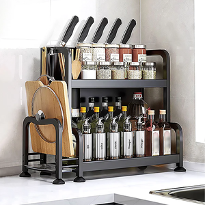 Rak Dapur 2 Tingkat Joybos, Rak Bumbu, Tempat Pisau, Rak Penyimpanan Peralatan, Rak Peralatan Makan, Rak Dapur - Product Image 5