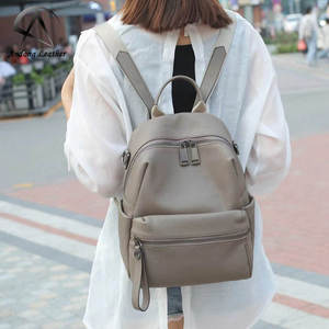 Zaini da Donna in Vera Pelle di Vacchetta, Elegante Zaino Classico, Borsa a Spalla <span class=keywords><strong>Femminile</strong></span> in Pelle Bovina, Stile da Viaggio e Universitario - Product Image 1