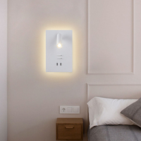 Lampe murale de lecture ZeroUNO, applique murale réglable à brancher sur la tête de lit avec port USB, lampe de chevet avec veilleuse 9W+3W 3000K
