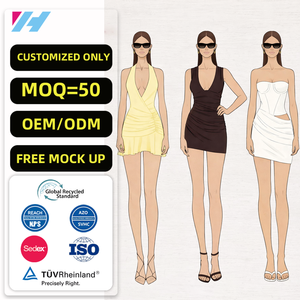 Abito Mini Aderente da Donna Personalizzato OEM, Sexy, Senza Maniche, con Scollo a V e Arricciature, <span class=keywords><strong>per</strong></span> Club - Product Image 1