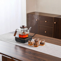 Service à thé en verre au design moderne minimaliste de luxe léger, pot à infuser résistant aux hautes températures, idéal pour le salon ou le bureau
