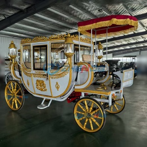 White Victorian Royal Wedding Electric Carriage with Folded Canopy for Sightseeing <b>Special</b> Transportation - Product Image 3