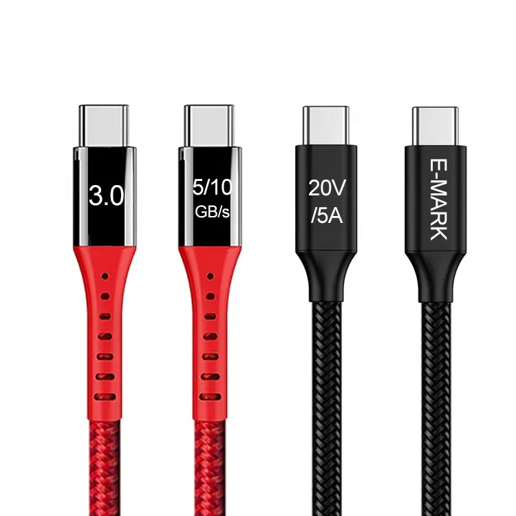 USB 3.1 Gen 1 tip C USB C 5Gbps USB 3.0 cep telefonu kablosu şarj kablosu PD tipi C 5A e-mark 100W Mac kitap Pro için