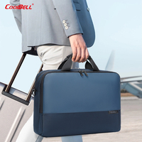 CoolBELL Sac de protection pour ordinateur portable 15,6 pouces, personnalisé avec logo, portable, pour voyage et extérieur, sacoche messager, housse de transport pour hommes