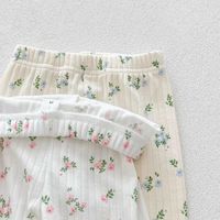 Ensemble pyjama bébé fille boutique, manches longues, col rond, imprimé floral côtelé, leggings à bord festonné, vente en gros, vêtements de nuit pour enfants