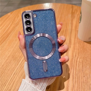 Luxury Gold Glitter Magnetic Plating TPU Phone Case with Glass Lens Protection for Samsung S25 S24 S23 Ultra - Product Image 5