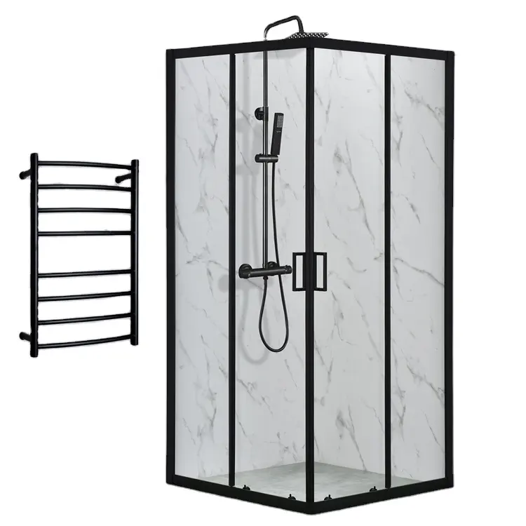 Boîtiers porte de douche coulissante dosettes de salle de bain modulaires douches de bain préfabriquées cabines de douche verre 2022 luxe carré 6mm