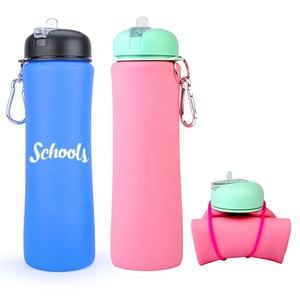 ขวดน้ำพกพาซิลิโคนเกรดอาหาร ปลอดสาร BPA ใช้ซ้ำได้ สำหรับออกกำลังกาย - Product Image 3