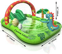 Personnalise la piscine gonflable pour enfants Dino Planet Play Center Kiddie Pool with Water Slide for Backyard Garden