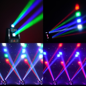 Nouvel arrivage : Projecteur de scène à double bras mobile 60W, 15 canaux DMX512 avec effets laser rouge et vert, stroboscope et faisceau pour DJ, discothèque, bar, club - Product Image 5