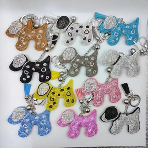 Cute Student Backpack Pendant Velvet Tassel Rhinestone Keychain Crystal Bling Stuffed Key Chain Handbag Charm