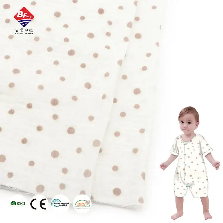Hochwertiger, gewebter Baumwoll-Crê pe-Musselin-Stoff aus 100% Baumwolle mit Punktmuster für Nachtwäsche für Kinder