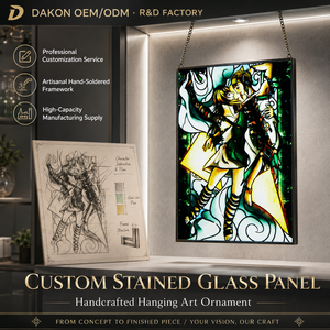 Panneau de vitrail anime <span class=keywords><strong>Zelda</strong></span> Link, décoration murale en verre pour salle de jeu, grande œuvre de vitraillerie sur mesure - Product Image 1
