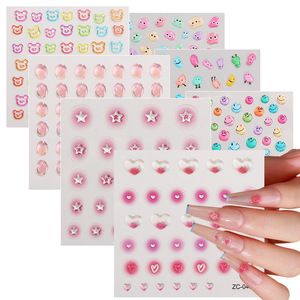 สติ๊กเกอร์ติดเล็บเจลนิ่ม 5D รูปการ์ตูนน่ารัก รูปทรงกลม มีกาวในตัว สำหรับตกแต่งเล็บ - Product Image 5