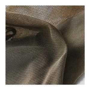 Fornitore del produttore tessuto elasticizzato lavorato a maglia a maglia color bronzo conduttivo in fibra d'argento 100%