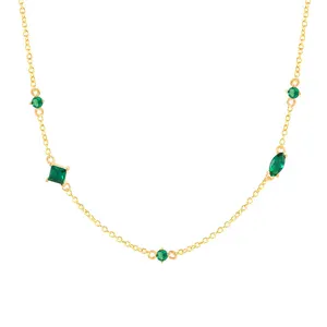 14 Karat Gold Regenbogen Kreis Diamant Minimalist Initial Birth bone Halskette für Frauen