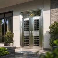 Porte de villa personnalisée en acier inoxydable 304 à double battant avec grille de sécurité ventilée