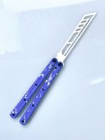 Couteau papillon pliant en acier 3Cr13 avec lame en acier et manche en aluminium, non tranchant, pour la chasse, l'entraînement, le camping et les activités de plein air