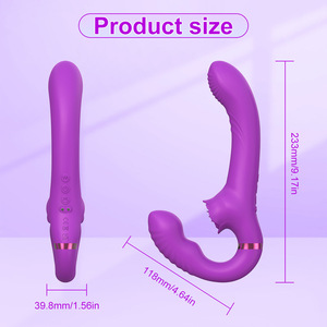 Remote Control <strong>Double</strong> Vibration Lesbian <strong>Dildo</strong> Adults' <strong>Double</strong>-<strong>Head</strong> Vibrating Sex Toys with Tongue Licking Feature - Product Image 4