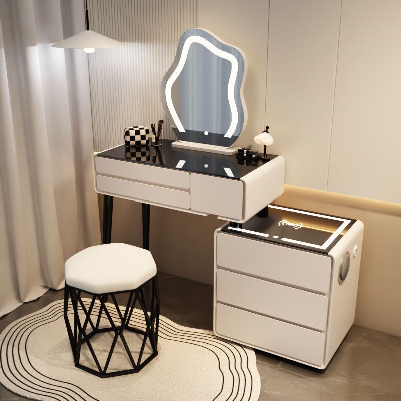 Armoire intelligente blanche 84,98 avec miroir nuage et tabouret nid d'oiseau