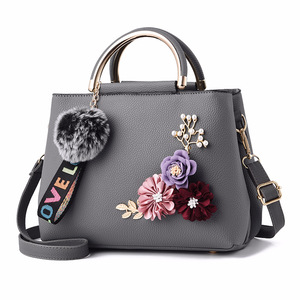 Trendy Fashion Patchwork Women Crossbody <b>Bags</b> PU Leather Female Shoulder <b>Bag</b> with Fur Flower - Product Image 5