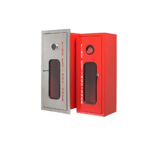 Armoire pour extincteur en acier inoxydable rouge et argentée, durable, à fixation murale, pour incendies de classe A et B - Product Image 1