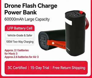 Cargador Portátil con Certificación 3C K1 Power Bank 60000mAh Carga Rápida Dual de 100W Compatible con Mavic <span class=keywords><strong>3</strong></span>/Air 3S/<span class=keywords><strong>Mini</strong></span> <span class=keywords><strong>3</strong></span>/<span class=keywords><strong>4</strong></span>/5 <span class=keywords><strong>Pro</strong></span>/Neo 2 - Product Image 3