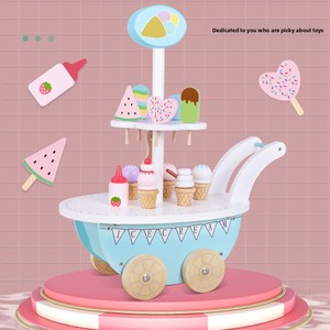 Educatieve Alsof Spelen Keuken Set Voor Kinderen Houten Ijskar Traktaties Dessert Stand Rollenspel Speelgoed Leeftijden 2-14 + Fijne Motor - Product Image 4